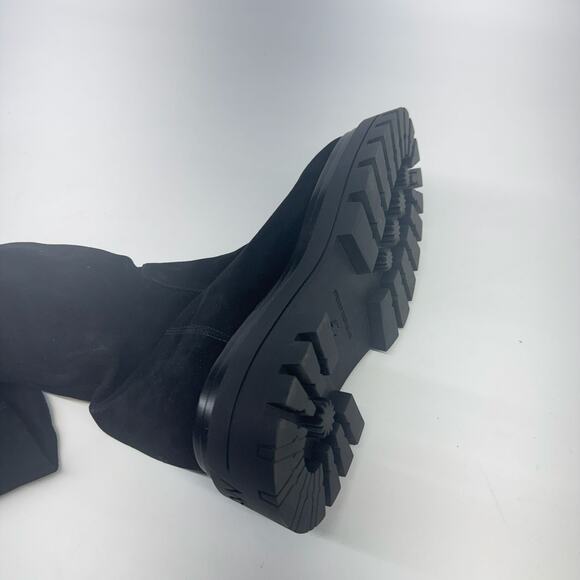 Stuart Weitzman Black Suede Over-the-Knee Lug Sole Boots Size 7 New Without Box - Picture 2 of 5